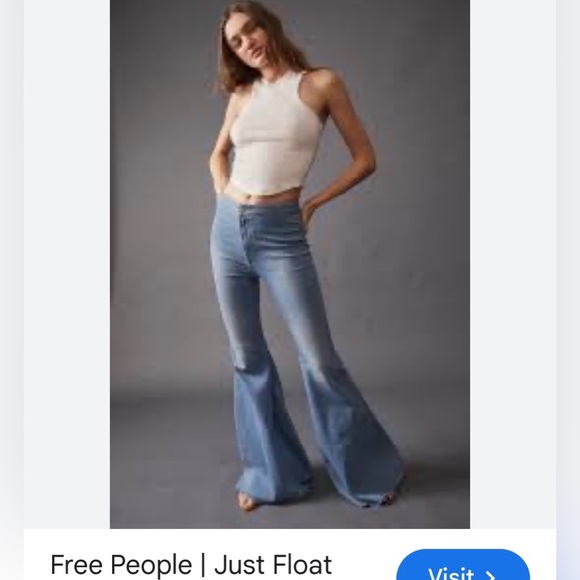 Free People Float on Flares …..Flared Blue Jeans.NWOT - Picture 5 of 13
